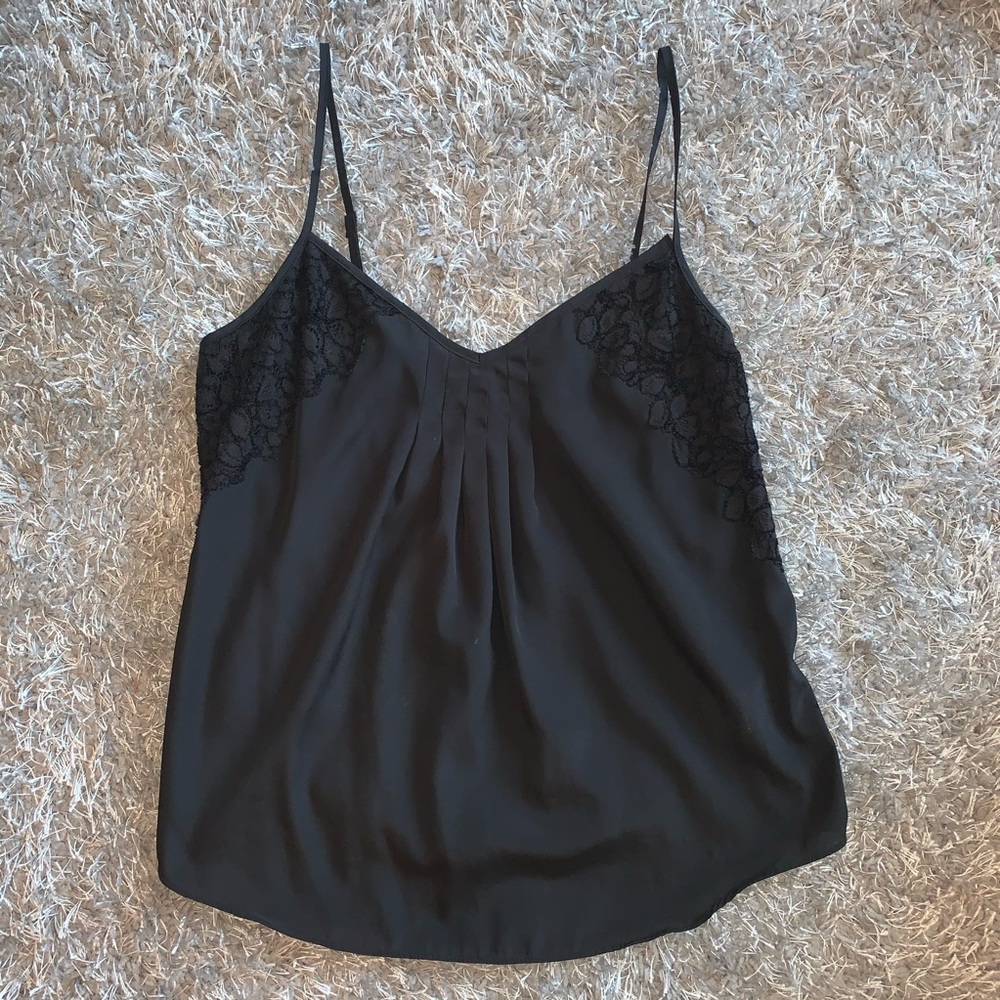 Black tank top with lace accents
